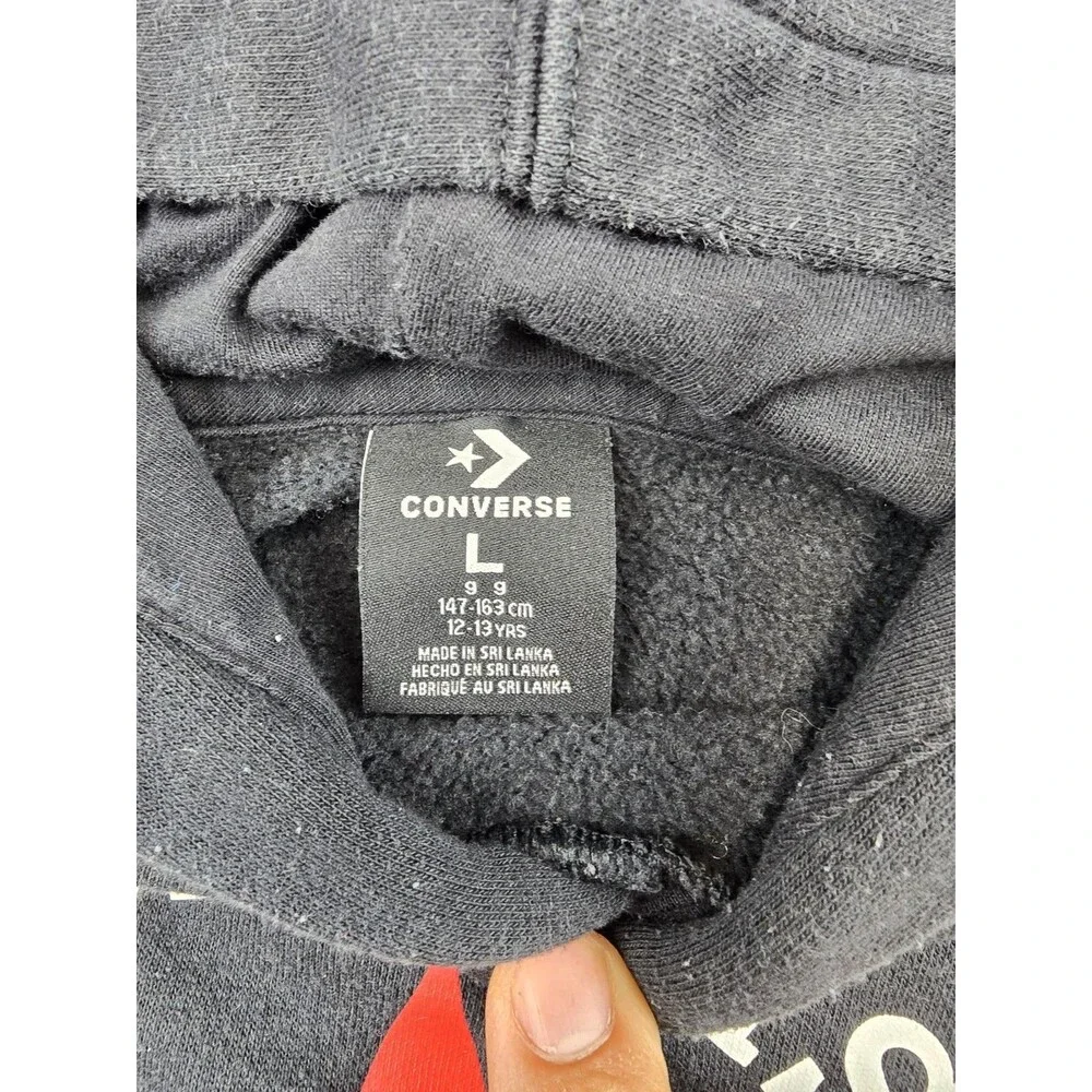 Converse Youth All Star Chuck Taylor Black No-Tie Hoodie Sweatshirt L 12-13Y